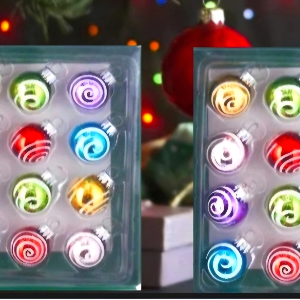 Colorful Swirl Glass Ornaments Set